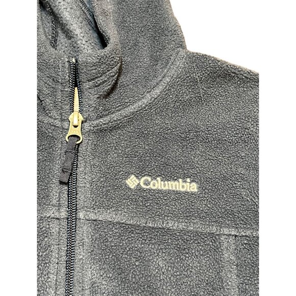 Columbia Child Navy Blue Hooded Fleece Jacket Full Zip Size S 8 Polyester - Picture 2 of 5